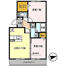 JR紀勢本線 海南駅 徒歩34分の賃貸アパート 1階2LDKの間取り