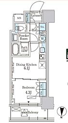 パークアクシス錦糸公園 1DKの間取図画像