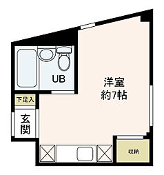 エンブレム早宮 2階ワンルームの間取り
