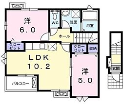 アルバーダA 2LDKの間取図画像