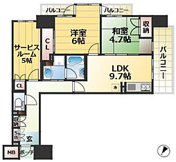 神戸元町山手ヴィアージュ 8階2SLDKの間取り