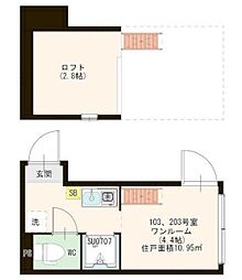 ハーモニーテラス上池袋4 ワンルームの間取図画像