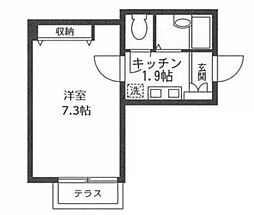 メロディー 1階1Kの間取り
