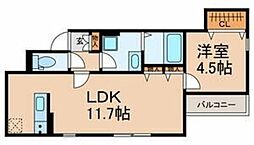 仮称中央区宮崎町計画 2階1LDKの間取り