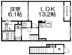 アルテア ロゼア 1LDKの間取図画像