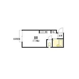 神鉄有馬線 北鈴蘭台駅 徒歩5分の賃貸アパート 1階ワンルームの間取り