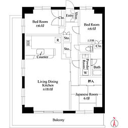 グランドールラシン 3LDKの間取図画像