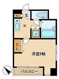 東急大井町線 旗の台駅 徒歩5分の賃貸マンション 4階1Kの間取り