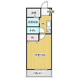 ドミールジャルダンB 1Kの間取図画像