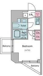 クレヴィアリグゼ北品川IIステーションコート 2階1Kの間取り