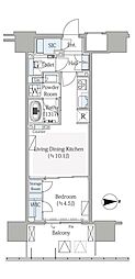 グランシテイタワー月島 1LDKの間取図画像