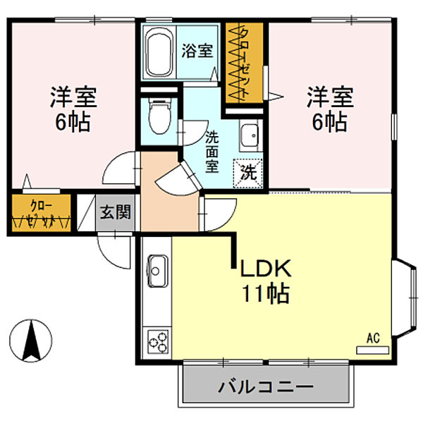 和歌山県和歌山市井辺(賃貸アパート2LDK・2階・52.00㎡)の写真 その2