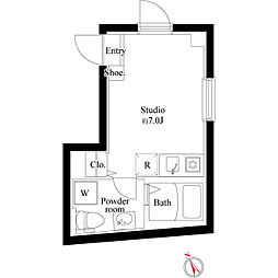 プランドール北千住 5階ワンルームの間取り
