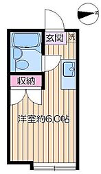 キャピタル北綾瀬A ワンルームの間取図画像