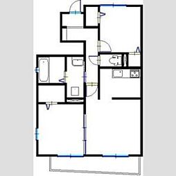 フィカーサ大久保 2LDKの間取図画像