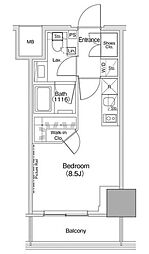 ザ・パークハビオ荏原中延駅前 ワンルームの間取図画像