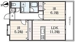 サンモール給田 2LDKの間取図画像