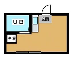 東急目黒線 西小山駅 徒歩4分の賃貸マンション 2階ワンルームの間取り