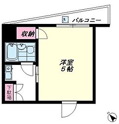 ハイツベルグ上池台 1Kの間取図画像