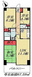 JR総武線 西船橋駅 徒歩3分の賃貸マンション 11階3LDKの間取り