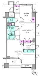 レジディアタワー上池袋 タワー棟 4階2LDKの間取り