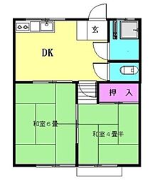 アタゴコーポラス 2DKの間取図画像