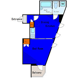 東急多摩川線 鵜の木駅 徒歩5分の賃貸マンション 4階1DKの間取り