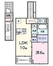 ウィステリア 1LDKの間取図画像