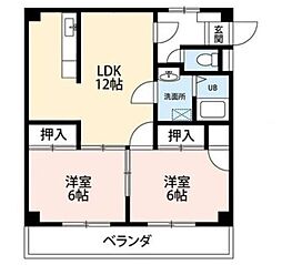 パレ・ルミエール 2LDKの間取図画像