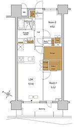 RJRPRECIA東十条ガーデン 2SLDKの間取図画像