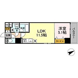 セントラル立川 1LDKの間取図画像