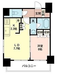 エコロジー大井町レジデンス 6階1LDKの間取り