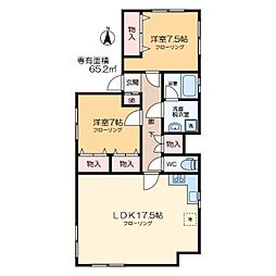 ドミールアップスカイ 2LDKの間取図画像