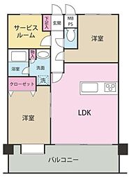ライオンズマンション茅ヶ崎第2 2SLDKの間取図画像