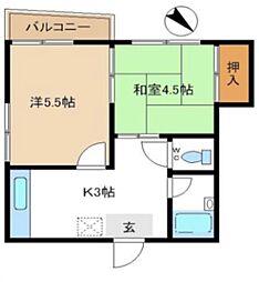 シャトレーヌ伏見 2Kの間取図画像