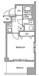 レジディア神楽坂 9階1Kの間取り
