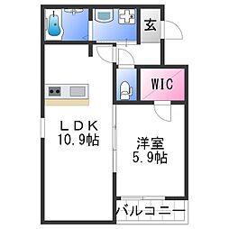フジパレス和歌山黒田1番館 1LDKの間取図画像