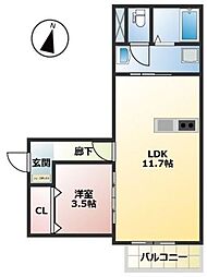 福岡市早良区飯倉2丁目アパート 1LDKの間取図画像