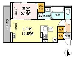 ロイヤルヒルズ(恩名2)0 1LDKの間取図画像