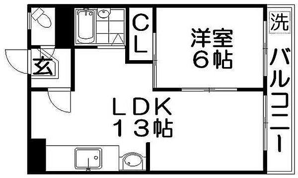 北島ハイツ ｜大阪府寝屋川市池田新町(賃貸マンション1LDK・6階・38.00㎡)の写真 その2