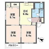 ハーモニーIIＢ 101 ｜ 福島県いわき市内郷御厩町２丁目102（賃貸アパート3DK・1階・54.00㎡） その2