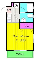 グリーンポート三田 1Kの間取図画像