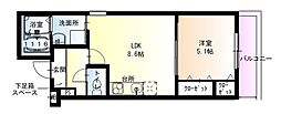 近鉄大阪線 弥刀駅 徒歩5分の賃貸アパート 3階1LDKの間取り