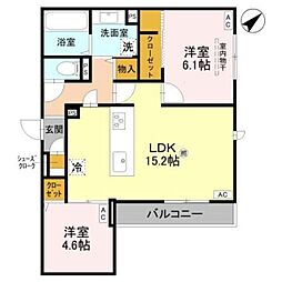 ラ メゾン ピック 中百舌鳥II 2LDKの間取図画像