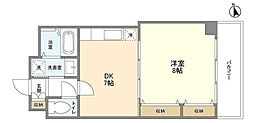中田ビルメゾンピオニー大師前 1DKの間取図画像