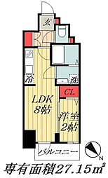レフィールオーブ南行徳駅前 1LDKの間取図画像