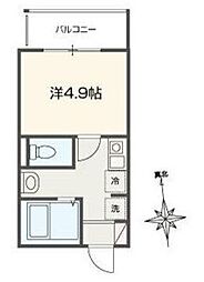 MELLAS馬込 1Kの間取図画像