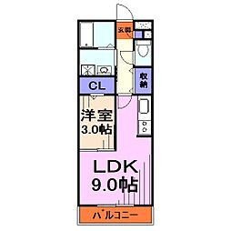 マロメリカ1 1LDKの間取図画像