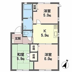 フォレストコートD棟 3Kの間取図画像