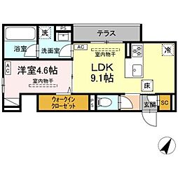 テムズフィオーレ 1LDKの間取図画像